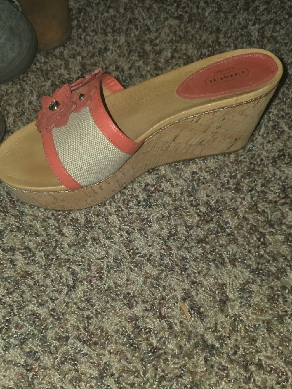 Coach Coral Slide Sandal with Floral Accents